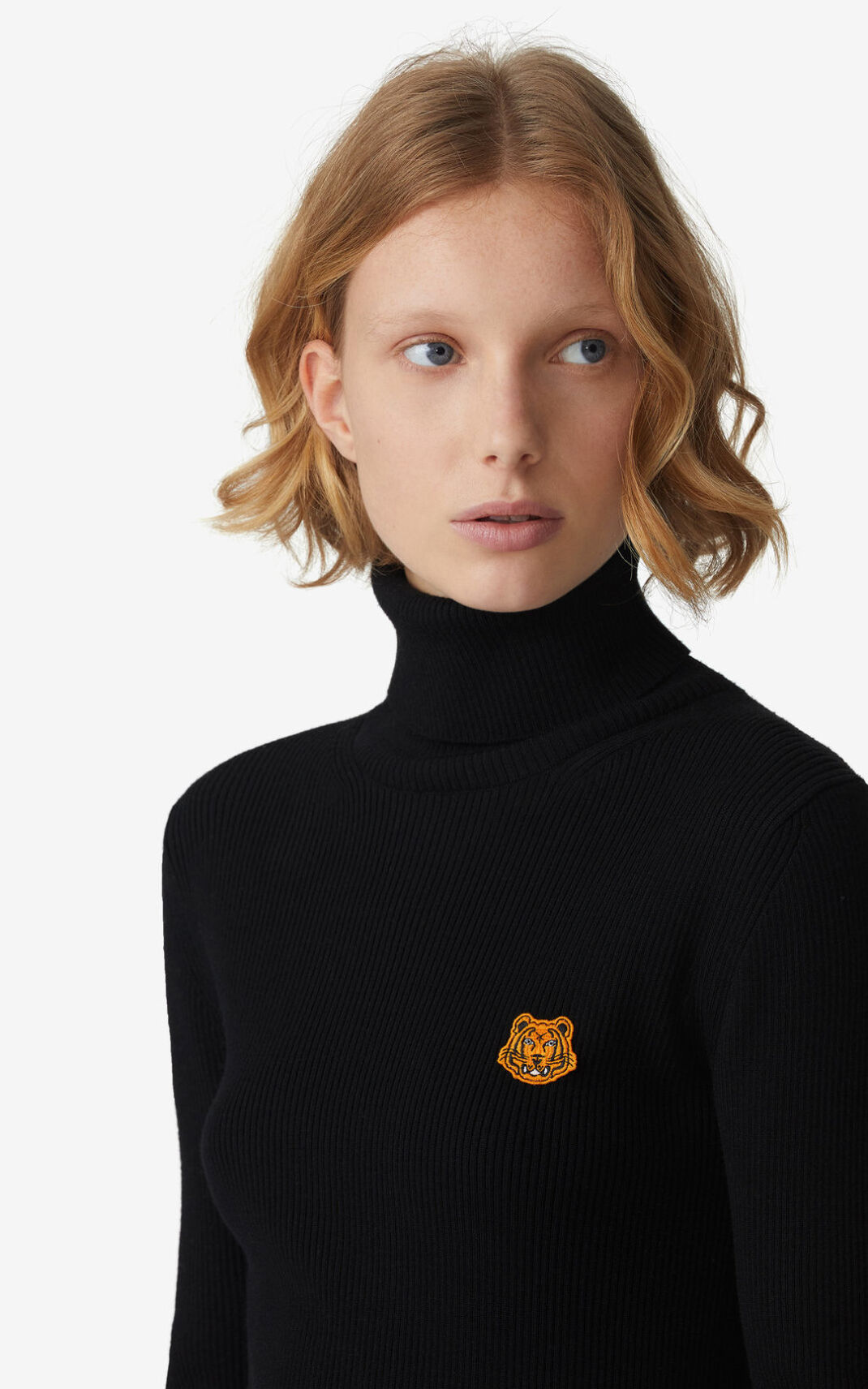 Pull Kenzo Tiger Crest roll neck Femme Noir | IKHV-26945